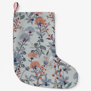 Wild flowers on blue, botanical pattern. small christmas stocking