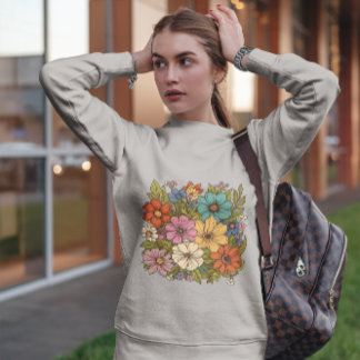 Wild Flowers Pastel Colours Botanical Sweatshirt
