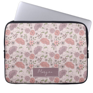 Wild Flowers Personalised with name Floral Boho Laptop Sleeve