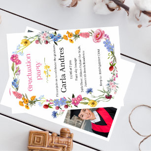 wild flowers portrait graduation invitation 