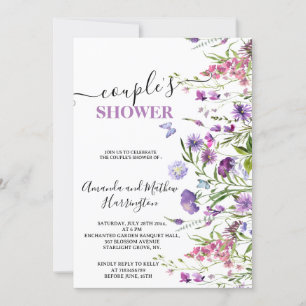 WILD FLOWERS PURPLE FLORAL MEADOW WATERCOLOR INVITATION