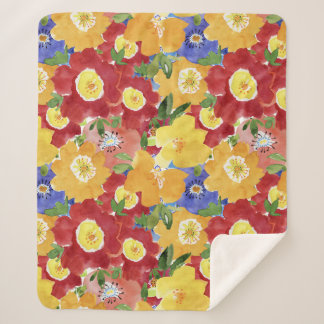 Wild Flowers: Repeated Floral Seamless Sherpa Blanket