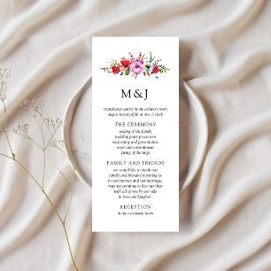 Wild Flowers & Romance Wedding Program Card