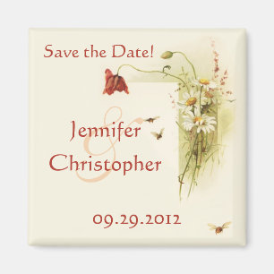 Wild flowers save the date magnet