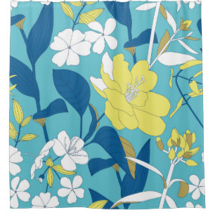 Wild flowers seamless pattern on white background  shower curtain