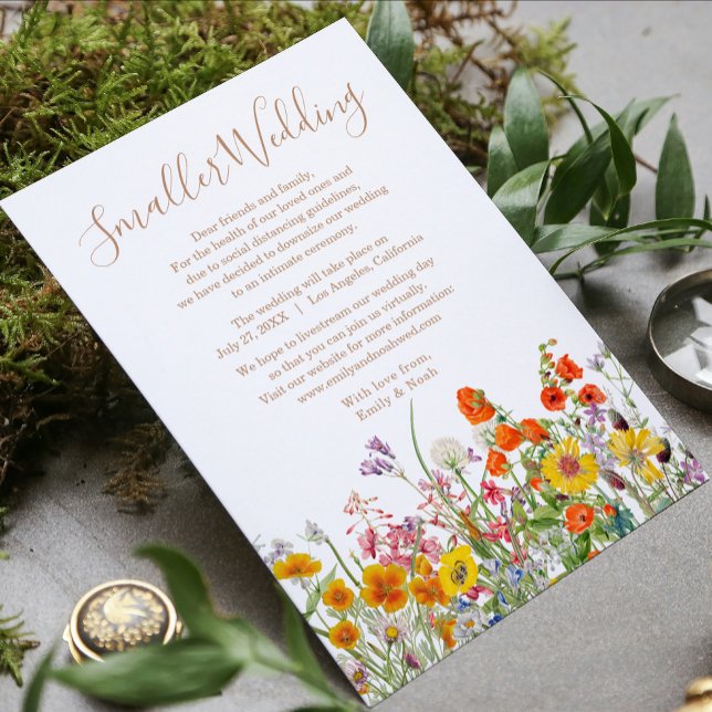 Wild Flowers Smaller Wedding Change of Plans Holiday Card (Creator Uploaded)