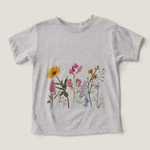Wild Flowers T-Shirt, Vintage Botanical Kids Tee, 