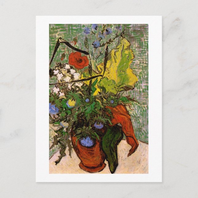 Wild Flowers Thistles Vase Van Gogh Fine Art Postcard (Front)
