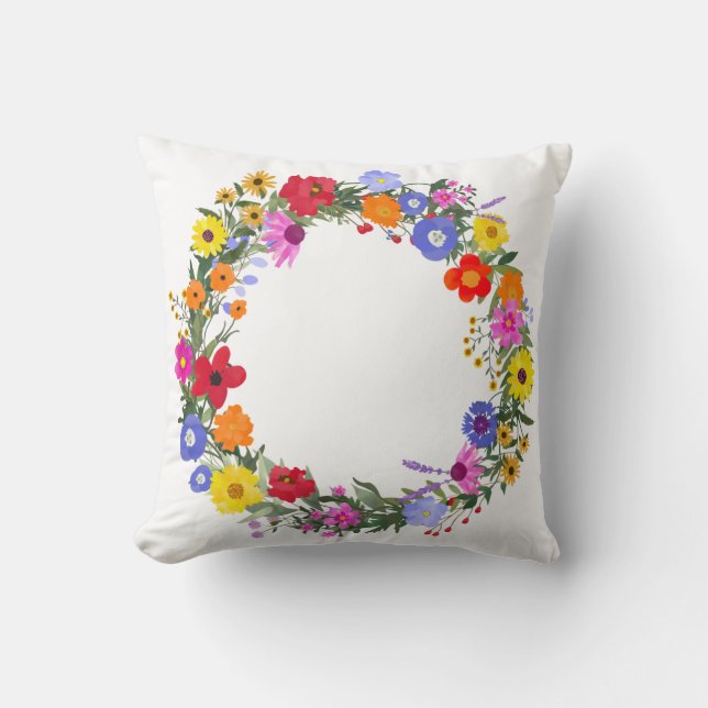 Wild Flowers Throw  Pillow (Front)