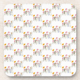 Wild Flowers , Vintage Botanical Pastel Floral Coaster