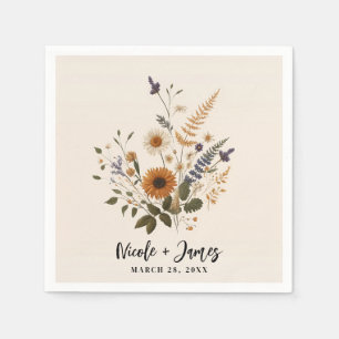 Wild Flowers Vintage Floral Bunch Bohemian Wedding Napkin