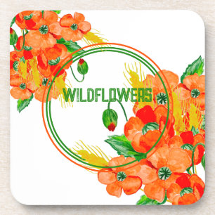 Wild flowers watercolor coaster