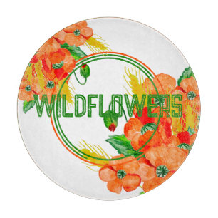 Wild flowers watercolor cutting board