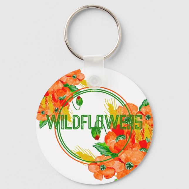 Wild flowers watercolor key ring (Front)