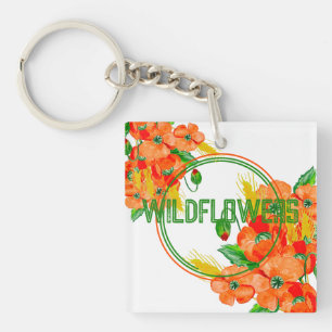 Wild flowers watercolor key ring