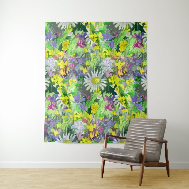 Wild flowers watercolor  tapestry (In Situ)