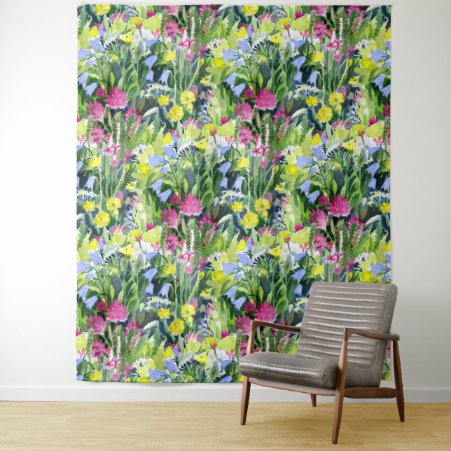 Wild flowers watercolor  tapestry (In Situ)