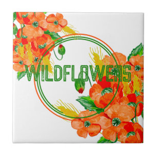 Wild flowers watercolor tile