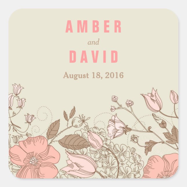 Wild Flowers Wedding Favour Stickers (Front)