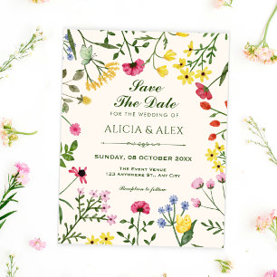 Wild flowers wedding save the date