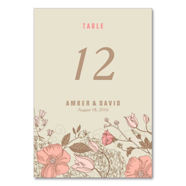 Wild Flowers Wedding Table Cards (Front)