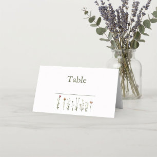 Wild flowers wedding table number place card