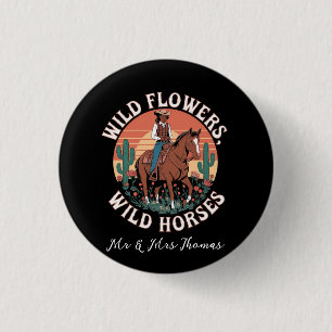 Wild Flowers & Wild Horses A Stunning Tribute 3 Cm Round Badge