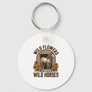 Wild Flowers Wild Horses Vintage Western Shirt Des Key Ring