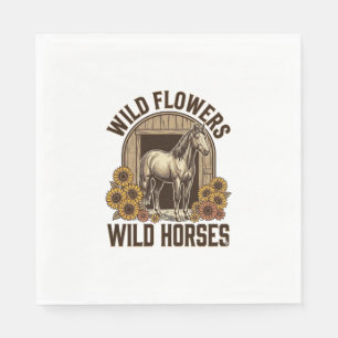 Wild Flowers Wild Horses Vintage Western Shirt Des Napkin
