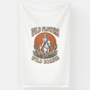 Wild Flowers Wild Horses Western Cowgirl Shirt Des Banner