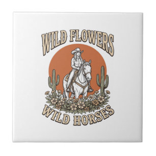 Wild Flowers Wild Horses Western Cowgirl Shirt Des Tile