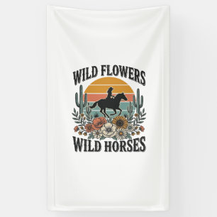 Wild Flowers Wild Horses Western Floral Shirt Desi Banner
