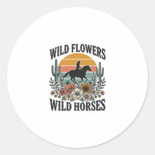 Wild Flowers Wild Horses Western Floral Shirt Desi Classic Round Sticker