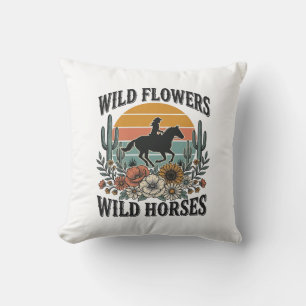Wild Flowers Wild Horses Western Floral Shirt Desi Cushion
