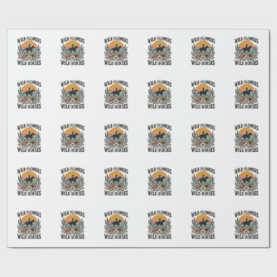 Wild Flowers Wild Horses Western Floral Shirt Desi Wrapping Paper