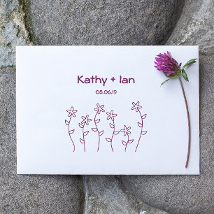 Wild Flowers with Branches and Leaves Design Rubber Stamp