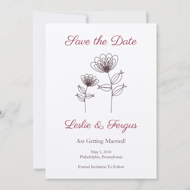 Wild Flowers with Branches and Leaves Invitation (Front)