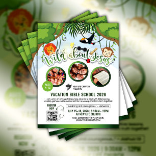 Wild For Jesus Vacation Bible School Youth Church Flyer