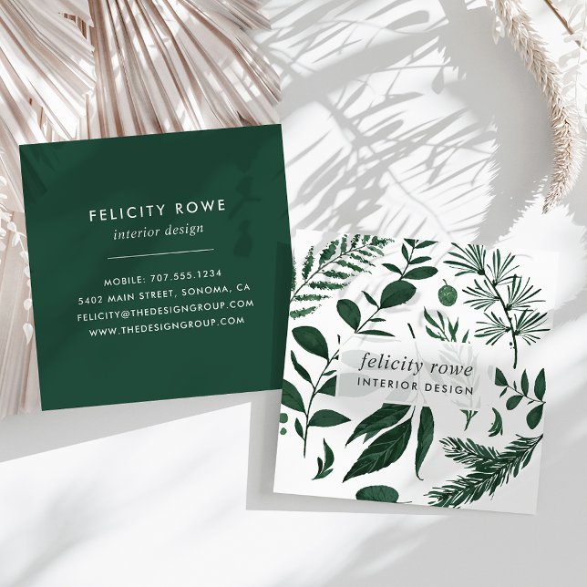 Wild Forest | Botanical Print Square Business Card (Creator Uploaded)