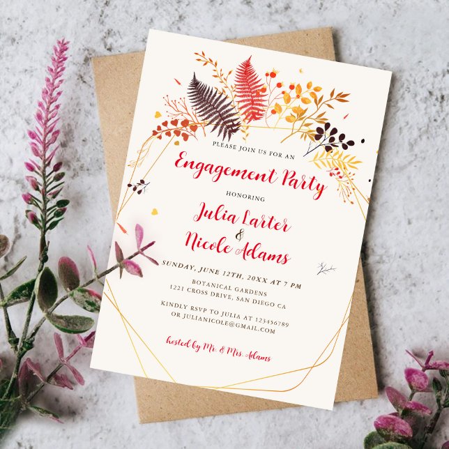 Wild Forest Fern Mushroom Foliage Engagement Party Invitation (Creator Uploaded)
