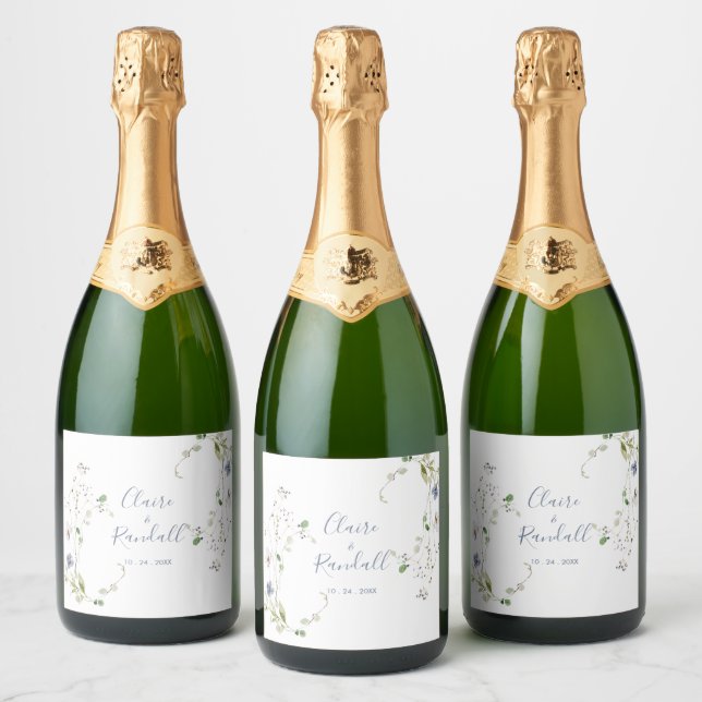 Wild Forest Floral Wedding   Sparkling Wine Label (Bottles)