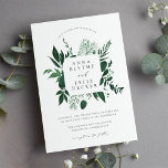 Wild Forest Frame Wedding Invitation<br><div class="desc">Our Wild Forest wedding invitation frames your names with an elegant square border of lush watercolor foliage in wintry shades of forest and hunter green. A modern and elegant take on the botanical trend for winter or spring weddings in fresh green and white.</div>