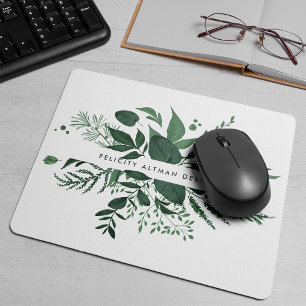Wild Forest Green Botanical Personalised Mouse Pad