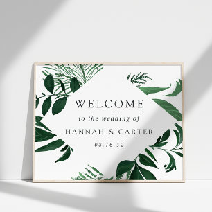 Wild Forest   Green Botanical Wedding Welcome Poster