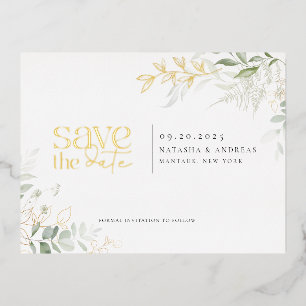 Wild Forest Greenery Save The Date Foil Invitation