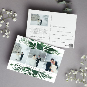 Wild Forest   Multi Photo Wedding Thank You Postcard