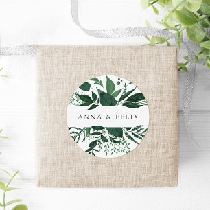 Wild Forest   Personalised Botanical Wedding Classic Round Sticker
