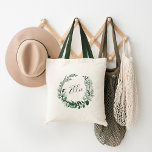 Wild Forest Personalised Tote Bag<br><div class="desc">Our custom personalised tote features a hunter green watercolor botanical wreath with your name or monogram inscribed inside in hand lettered script. Designed to coordinate with our Wild Forest collection.</div>