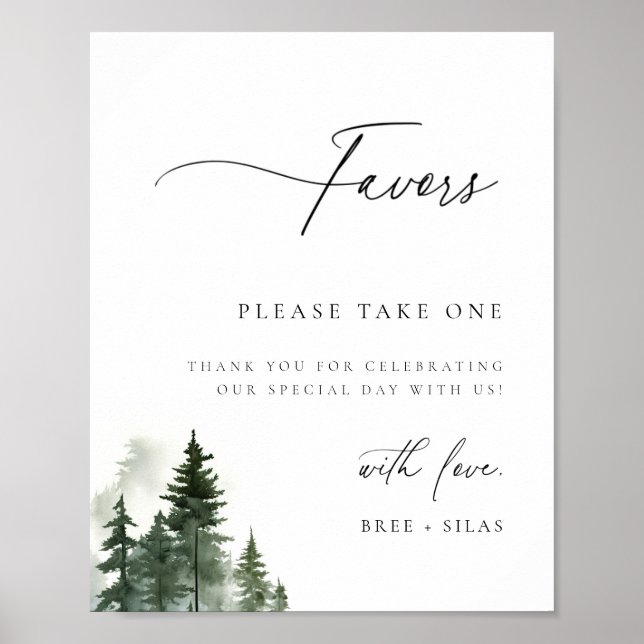 Wild Forest Pines Wedding Favour Poster (Front)