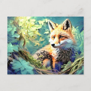 Wild Forest Red Fox - OWN ARTWORK - Postcard